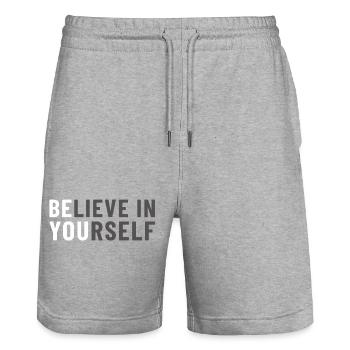 Believe in Yourself Be You - Stanley/Stella Unisex Bio Joggingshorts Trainer  - Grau meliert - Vorne - Nik (191cm) & Marisol (170cm)