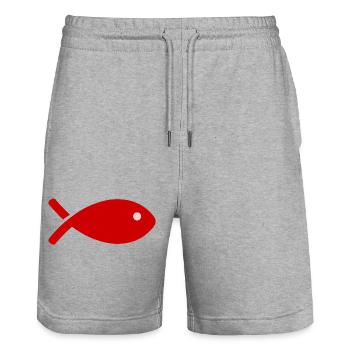 FISCH. ICH KANN NICHT. ICH HABE GEFISCHT. SINNER. HUMOR. - Stanley/Stella Unisex Bio Joggingshorts Trainer  - Grau meliert - Vorne - Nik (191cm) & Marisol (170cm)
