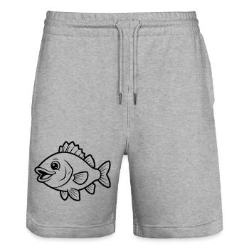 Page de coloriage de bandes dessinées Poisson Perch Mignon - Short de jogging bio TRAINER Stanley/Stella unisexe - gris chiné - Devant - Nik (191cm) & Marisol (170cm)
