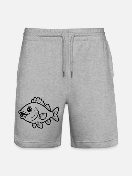 Süßer Barsch Fisch Comic Ausmalen - Stanley/Stella Unisex Bio Joggingshorts Trainer - Grau meliert