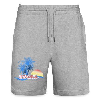 Plage d’Istanbul - Short de jogging bio TRAINER Stanley/Stella unisexe - gris chiné - Devant - Nik (191cm) & Marisol (170cm)
