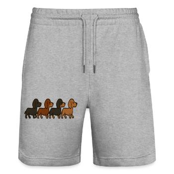 Hundewachstumsmuster Welpe zu Erwachsenen-Illustration - Stanley/Stella Unisex Bio Joggingshorts Trainer  - Grau meliert - Vorne - Nik (191cm) & Marisol (170cm)