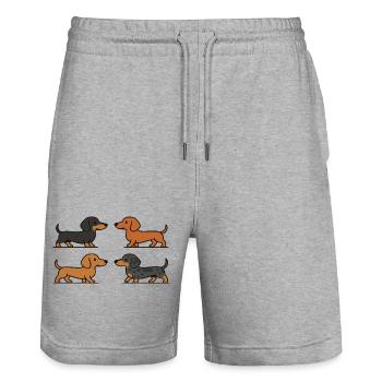 Niedliche Dackelhunde in Farbvarianten - Stanley/Stella Unisex Bio Joggingshorts Trainer  - Grau meliert - Vorne - Nik (191cm) & Marisol (170cm)