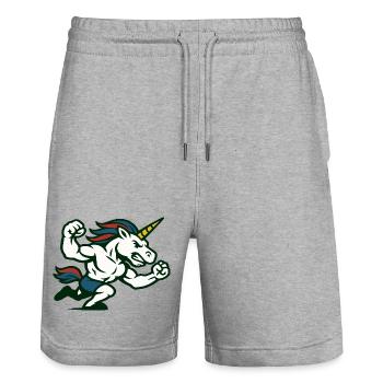 Power Unicorn Running Strong Fantasy Illustration - Stanley/Stella Trainer Unisex Organic Jogging Shorts - heather grey - Front - Nik (191cm) & Marisol (170cm)