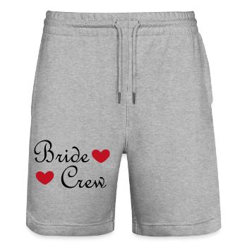 Bride Crew – T-shirt de soirée de garçon pour la mariée et les petites amies - Short de jogging bio TRAINER Stanley/Stella unisexe - gris chiné - Devant - Nik (191cm) & Marisol (170cm)