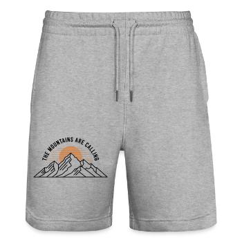 Montagnes - Expression - Short de jogging bio TRAINER Stanley/Stella unisexe - gris chiné - Devant - Nik (191cm) & Marisol (170cm)