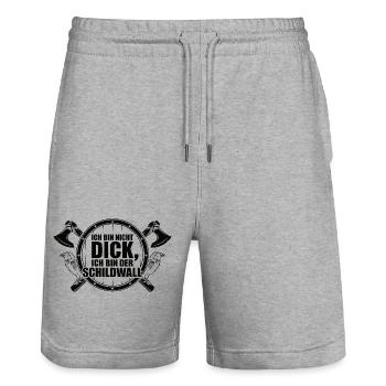 Ich bin nicht dick – Ich bin der Schildwall - Stanley/Stella Unisex Bio Joggingshorts Trainer  - Grau meliert - Vorne - Nik (191cm) & Marisol (170cm)