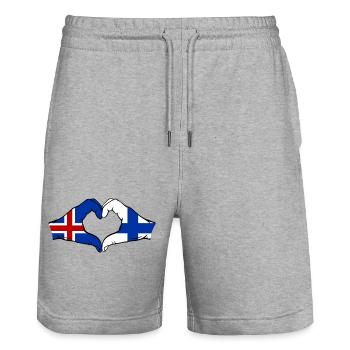 Islande Drapeau Finlande Mains Forme de cœur - Short de jogging bio TRAINER Stanley/Stella unisexe - gris chiné - Devant - Nik (191cm) & Marisol (170cm)