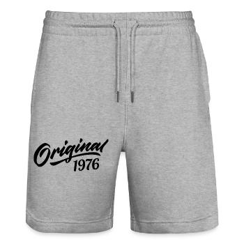 Vintage 1976 Anniversary 1976 Original 1976 - Stanley/Stella Trainer Unisex Organic Jogging Shorts - heather grey - Front - Nik (191cm) & Marisol (170cm)