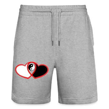 Amour sans être - Short de jogging bio TRAINER Stanley/Stella unisexe - gris chiné - Devant - Nik (191cm) & Marisol (170cm)