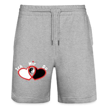 Lovers - Stanley/Stella Trainer Unisex Organic Jogging Shorts - heather grey - Front - Nik (191cm) & Marisol (170cm)
