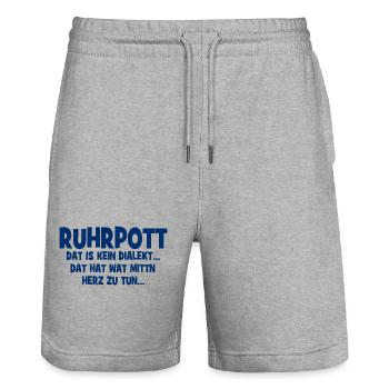 Ruhrpott - Ça hat wat mittn Herz zu tun - Short de jogging bio TRAINER Stanley/Stella unisexe - gris chiné - Devant - Nik (191cm) & Marisol (170cm)