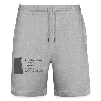 Politische Karriere: Kreissaal Hörsaal - Stanley/Stella Unisex Bio Joggingshorts Trainer  - Grau meliert - Vorne - Nik (191cm) & Marisol (170cm)