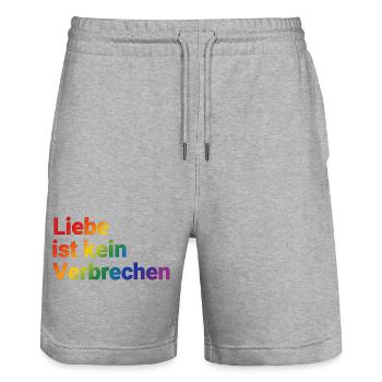 Liebe ist kein Verbrechen Regenbogen - Stanley/Stella Unisex Bio Joggingshorts Trainer  - Grau meliert - Vorne - Nik (191cm) & Marisol (170cm)
