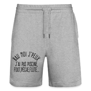 Bah me je peut - Parodie Je peut pas j'a... - Stanley/Stella Unisex Bio Joggingshorts Trainer  - Grau meliert - Vorne - Nik (191cm) & Marisol (170cm)
