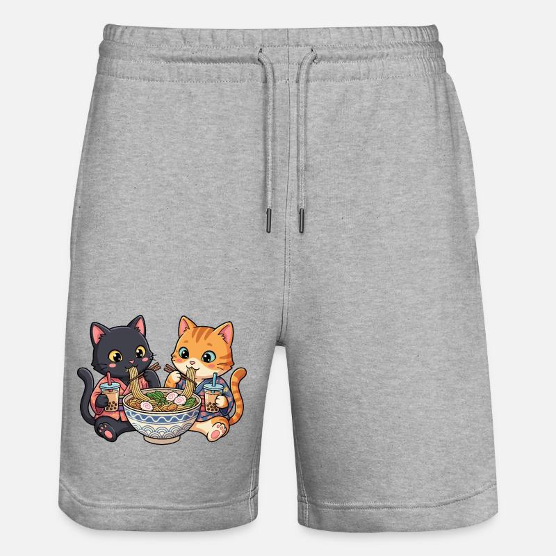 Bubble Tea Ramen pour chats - Short de jogging bio TRAINER Stanley/Stella unisexe - gris chiné