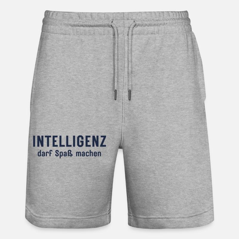 Intelligence can be fun Statement Design - Stanley/Stella Trainer Unisex Organic Jogging Shorts - heather grey