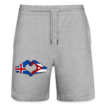Drapeau de l’île de Cuba mains de cœur - Short de jogging bio TRAINER Stanley/Stella unisexe - gris chiné - Devant - Nik (191cm) & Marisol (170cm)
