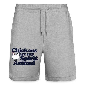 Chickens Are My Spirit Animal - Stanley/Stella Trainer Unisex Organic Jogging Shorts - heather grey - Front - Nik (191cm) & Marisol (170cm)