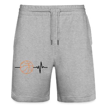 Basketball is my life, heartbeat, court - Stanley/Stella Trainer Unisex Organic Jogging Shorts - heather grey - Front - Nik (191cm) & Marisol (170cm)