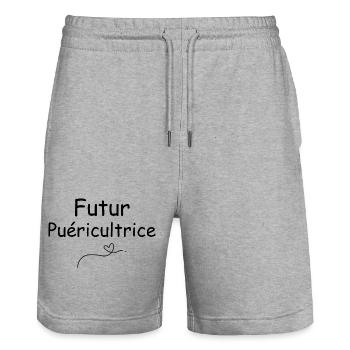 Futur Puéricultrice - Short de jogging bio TRAINER Stanley/Stella unisexe - gris chiné - Devant - Nik (191cm) & Marisol (170cm)