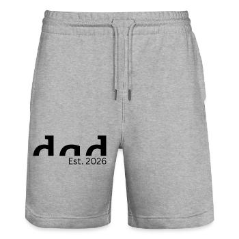Dad Est. 2026 - Geschenk für werdende Väter - Stanley/Stella Unisex Bio Joggingshorts Trainer  - Grau meliert - Vorne - Nik (191cm) & Marisol (170cm)