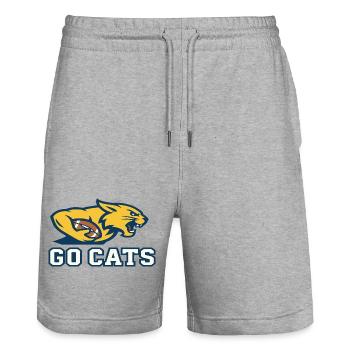 Maskottchen der Go Cats Football Wildcat-Seite - Stanley/Stella Unisex Bio Joggingshorts Trainer  - Grau meliert - Vorne - Nik (191cm) & Marisol (170cm)