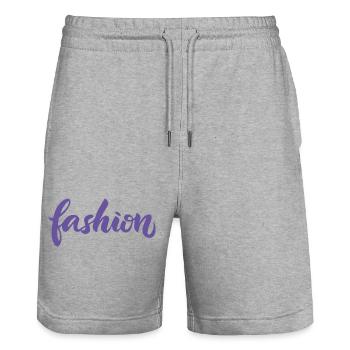Fashion violet fashion lettering script trend - Stanley/Stella Trainer Unisex Organic Jogging Shorts - heather grey - Front - Nik (191cm) & Marisol (170cm)