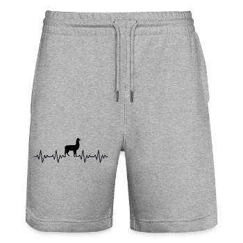 Lama EKG Herzschlag  - Stanley/Stella Unisex Bio Joggingshorts Trainer  - Grau meliert - Vorne - Nik (191cm) & Marisol (170cm)