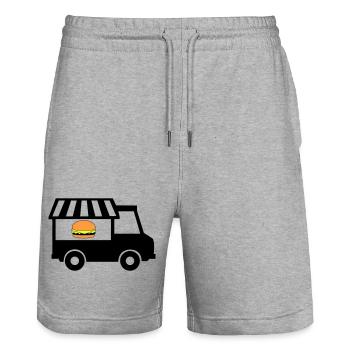 food truck de rue - Short de jogging bio TRAINER Stanley/Stella unisexe - gris chiné - Devant - Nik (191cm) & Marisol (170cm)