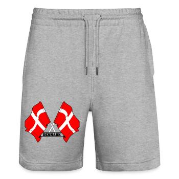 DÄNEMARK – Kreuzende Fahnen - Stanley/Stella Unisex Bio Joggingshorts Trainer  - Grau meliert - Vorne - Nik (191cm) & Marisol (170cm)