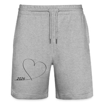 Ich liebe das neue Jahr 2026  - Stanley/Stella Unisex Bio Joggingshorts Trainer  - Grau meliert - Vorne - Nik (191cm) & Marisol (170cm)