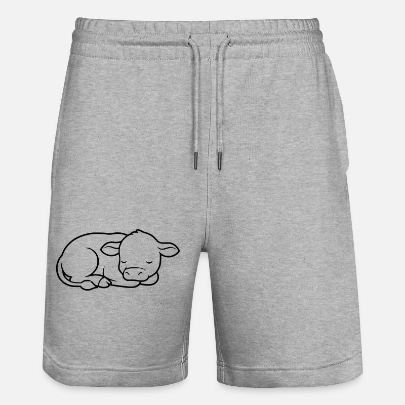 Veau endormi Vache bébé mignon - Short de jogging bio TRAINER Stanley/Stella unisexe - gris chiné