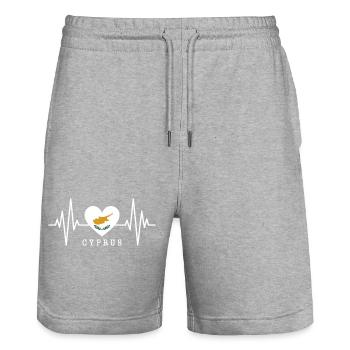 Zypern Flagge Herzschlag Republik Zypern Cyprus - Stanley/Stella Unisex Bio Joggingshorts Trainer  - Grau meliert - Vorne - Nik (191cm) & Marisol (170cm)
