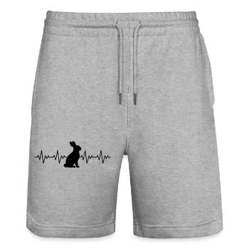 Rabbit Rabbit ECG Heartbeat - Stanley/Stella Trainer Unisex Organic Jogging Shorts - heather grey - Front - Nik (191cm) & Marisol (170cm)