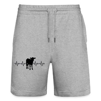 Bauer Calf ECG Heartbeat - Stanley/Stella Trainer Unisex Organic Jogging Shorts - heather grey - Front - Nik (191cm) & Marisol (170cm)