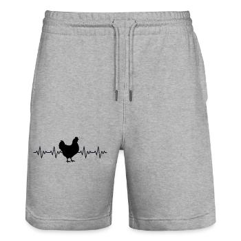 Coq Coq poule Battement de cœur ECG - Short de jogging bio TRAINER Stanley/Stella unisexe - gris chiné - Devant - Nik (191cm) & Marisol (170cm)