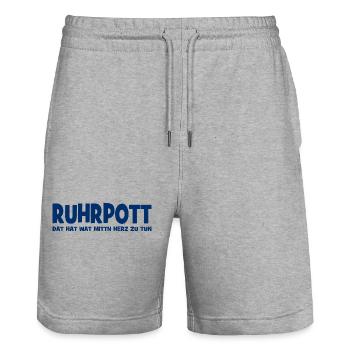 Ruhrpott - Dat hat wat mittn Herz zu tun - Zeche - Stanley/Stella Unisex Bio Joggingshorts Trainer  - Grau meliert - Vorne - Nik (191cm) & Marisol (170cm)
