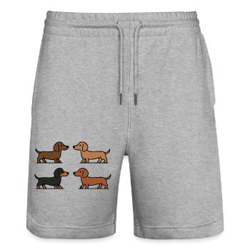 Niedlicher Dackel-Hund-Illustration minimalistischer Stil - Stanley/Stella Unisex Bio Joggingshorts Trainer  - Grau meliert - Vorne - Nik (191cm) & Marisol (170cm)