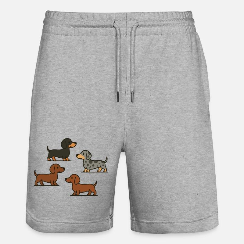 Dachshund Quartett: Spotted & Solid - Stanley/Stella Unisex Bio Joggingshorts Trainer  - Grau meliert
