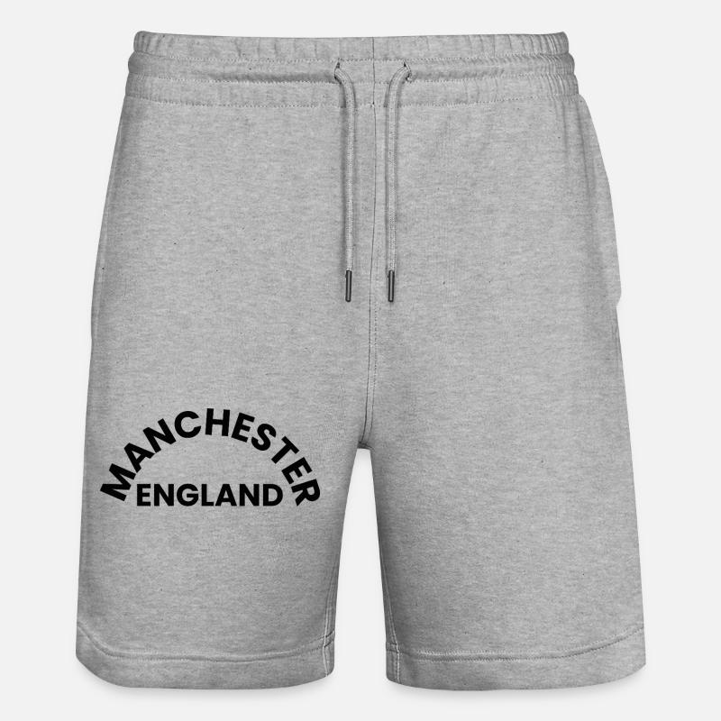 Emblème circulaire de Manchester England - Short de jogging bio TRAINER Stanley/Stella unisexe - gris chiné