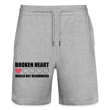 Broken Heart ne recommanderait pas Anti Valentine - Short de jogging bio TRAINER Stanley/Stella unisexe - gris chiné - Devant - Nik (191cm) & Marisol (170cm)