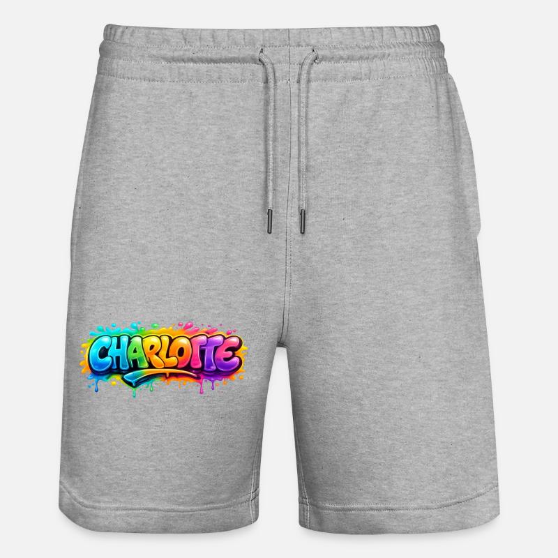 Graffiti  Charlotte Prénom cadeau idéal imprimable - Short de jogging bio TRAINER Stanley/Stella unisexe - gris chiné