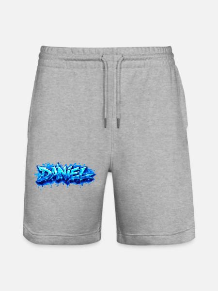 Graffiti DANIEL Name Gift Ideal Printable - Stanley/Stella Trainer Unisex Organic Jogging Shorts - heather grey