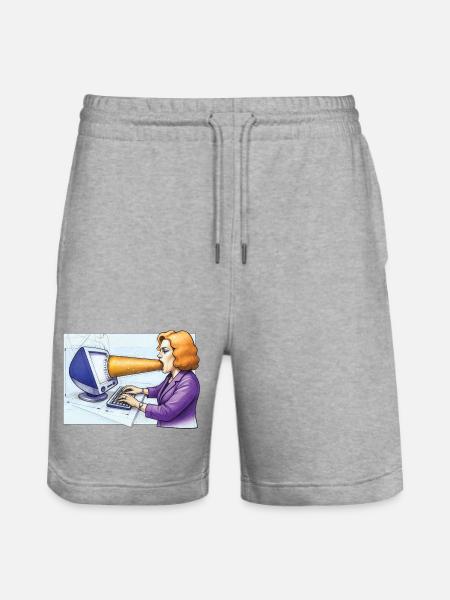 COMPUTER ADDICT WOMAN - geek & scifi - Stanley/Stella Trainer Unisex Organic Jogging Shorts - heather grey