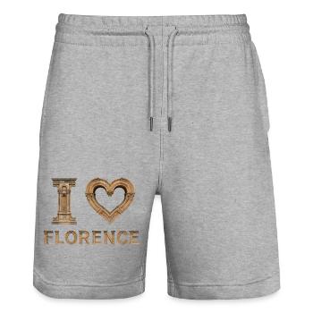 FLORENCE – Renaissance Stone Lettering - Stanley/Stella Unisex Bio Joggingshorts Trainer  - Grau meliert - Vorne - Nik (191cm) & Marisol (170cm)