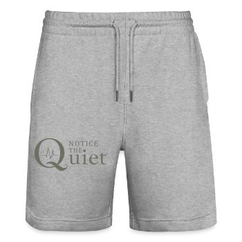 Notice the Quiet Mindfulness and Silence - Stanley/Stella Trainer Unisex Organic Jogging Shorts - heather grey - Front - Nik (191cm) & Marisol (170cm)