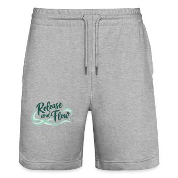 Release and Flow Loslassen und Energiefluss - Stanley/Stella Unisex Bio Joggingshorts Trainer  - Grau meliert - Vorne - Nik (191cm) & Marisol (170cm)