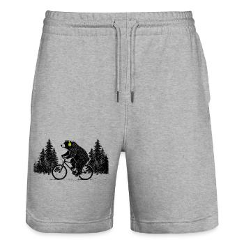 Cycling Bear - Stanley/Stella Trainer Unisex Organic Jogging Shorts - heather grey - Front - Nik (191cm) & Marisol (170cm)