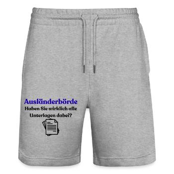 Foreigners' Registration Office - Stanley/Stella Trainer Unisex Organic Jogging Shorts - heather grey - Front - Nik (191cm) & Marisol (170cm)